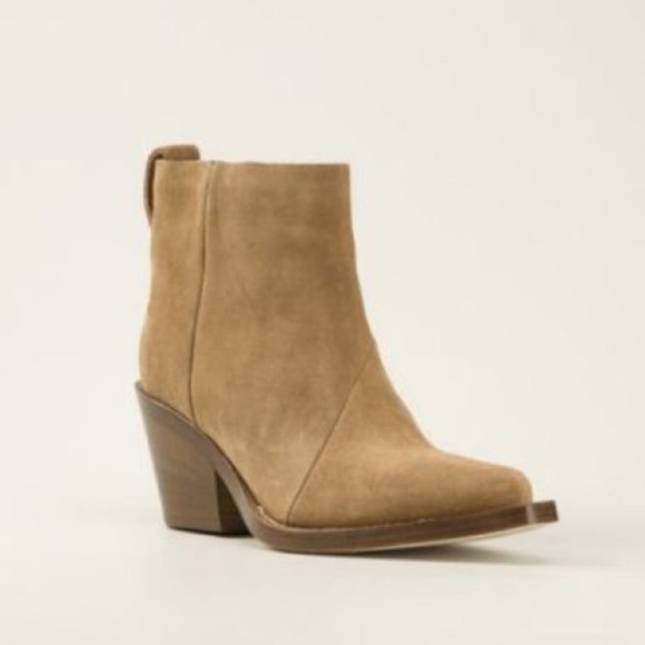 Acne Studios Donna Suede Western Ankle Block Heel Boots. - Picture 1 of 11